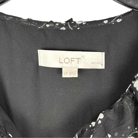 Whimsigoth Black White Blouse Size Large Petite Heart Print Top Chiffon Poet EUC - Picture 8 of 11